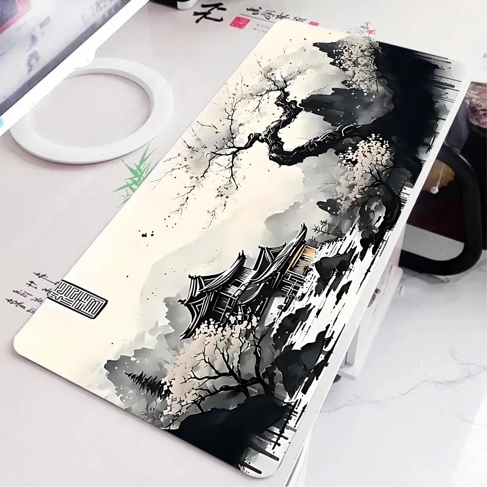 Art Ink Landscape Tree Table Cushion Mouse Pad Nootbook Game Rug Large Gaming Non-slip Laptop Tablet Mat PC Extended Pad Playmat