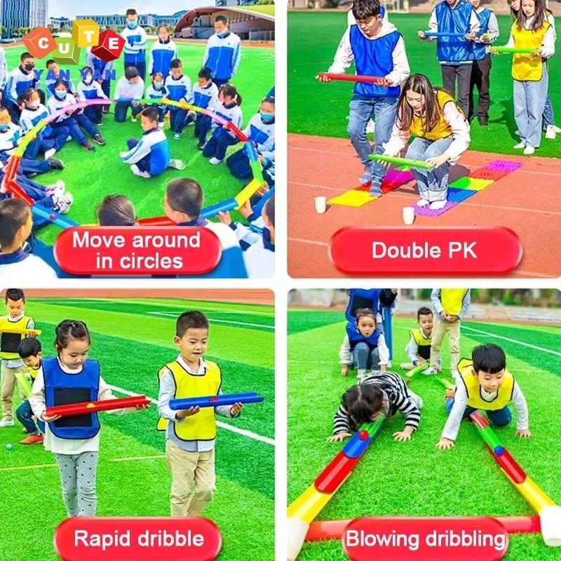 Giocattoli per bambini ragazzi ragazze giochi divertenti all'aperto integrazione sensoriale formazione adulti Team Building Pipeline Challenge Dribbling Ball puntelli