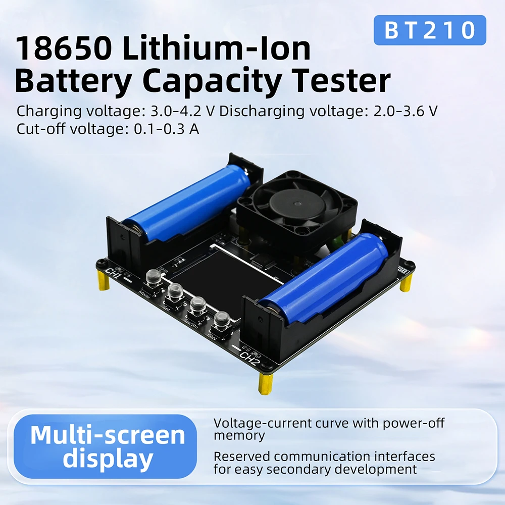 DC5V 2A Dual Channel 18650 Battery Capacity Tester With Auto Charge Discharge Function With Temperature Alarm