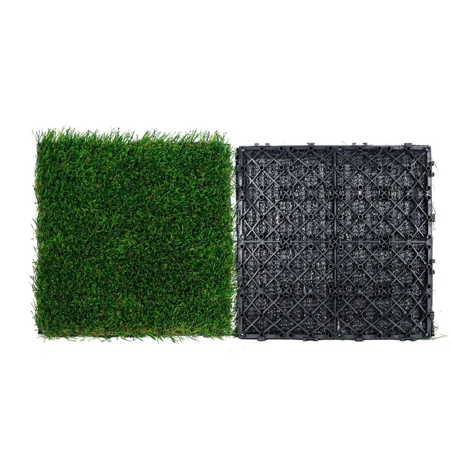 

Artifical Grass Tiles Interlocking Turf Deck Set 18 Pack 12x12 Synthetic Fake Grass Selfdraining Mat Flooring Dr Pad Perfect F