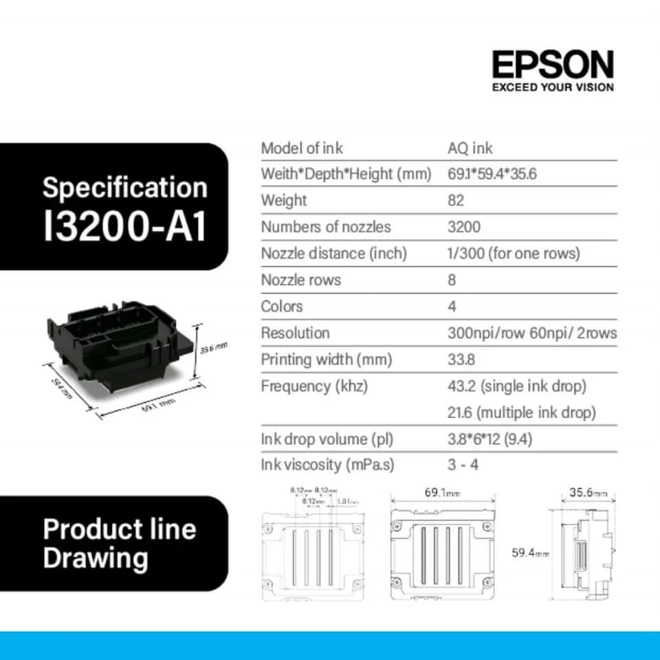 New Epson I3200 Printhead for Epson Allwin Xuli Printer Nozzle I3200-A1/E1/U1 Print Head for Printer I3200 Unlocked Printhead