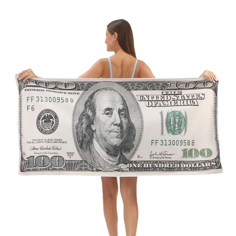 Spot Dropshipping European American Dollar Beach Towels Customized Digital Printed Towels Bath Towel Household Items Soft Fabric