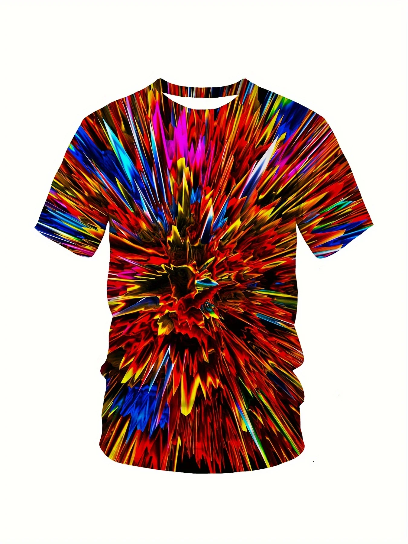 Men's 3d Printed Abstract Hip Hop Trend Visual Illusion Short Sleeved T-Shirt Fashion Top Gradient Harajuku Street Clothing Tees