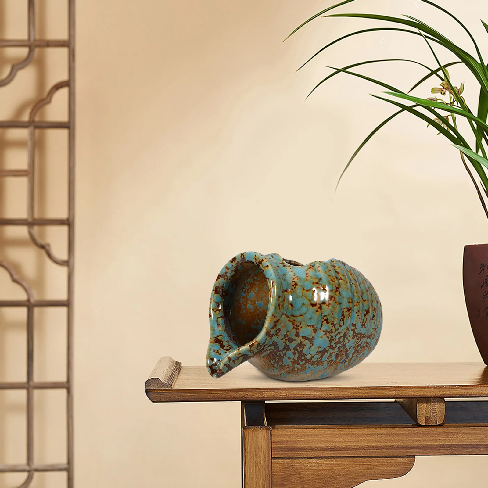 

Fountain Ceramic Jar with Circulating Waterfall Design Eco Friendly Clay Pot Terrarium Decor for Indoor Outdoor Home Garden Use