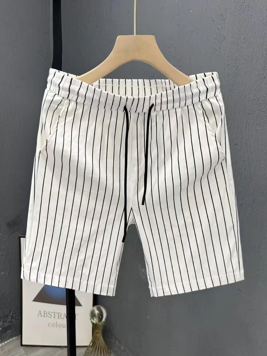 

Ice Silk Men's orts Summer Thin Spor Beachwear Qui Dry Casual Striped Five-Quarter Length Straight Leg Comfortable orts