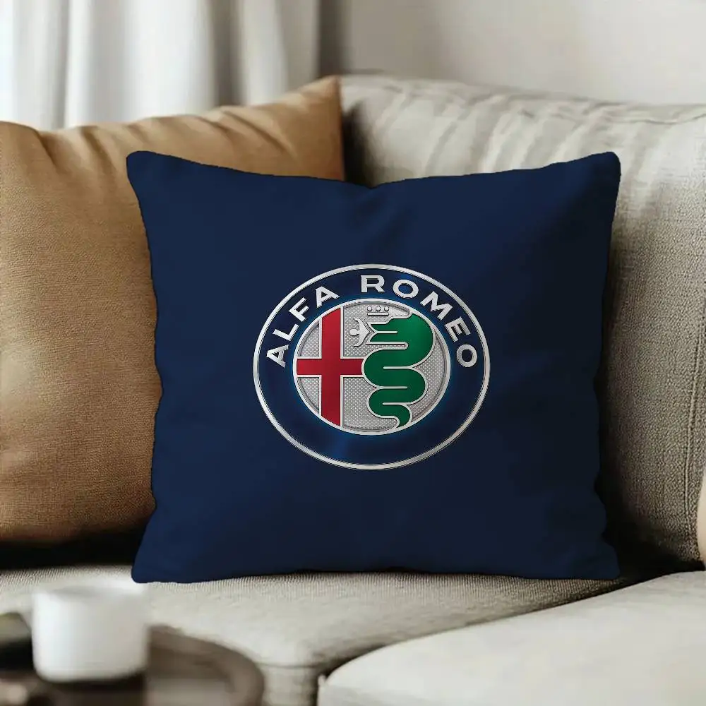 Car Brand A-Alfa R-Romeo Pillow Cover for Bedroom Room and Living Room Sofa Decorative Cushion Cover