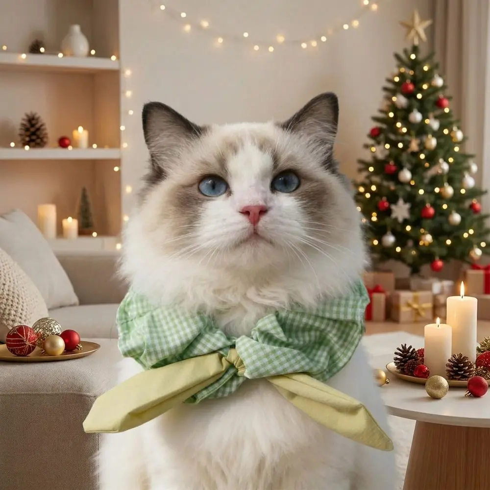 

Pet Accessories Adjustable Pet Cat Scarf Comfortable Plaid Pattern Dog Collar Decorative Elastic Band Cat Dog Costume Pet Show