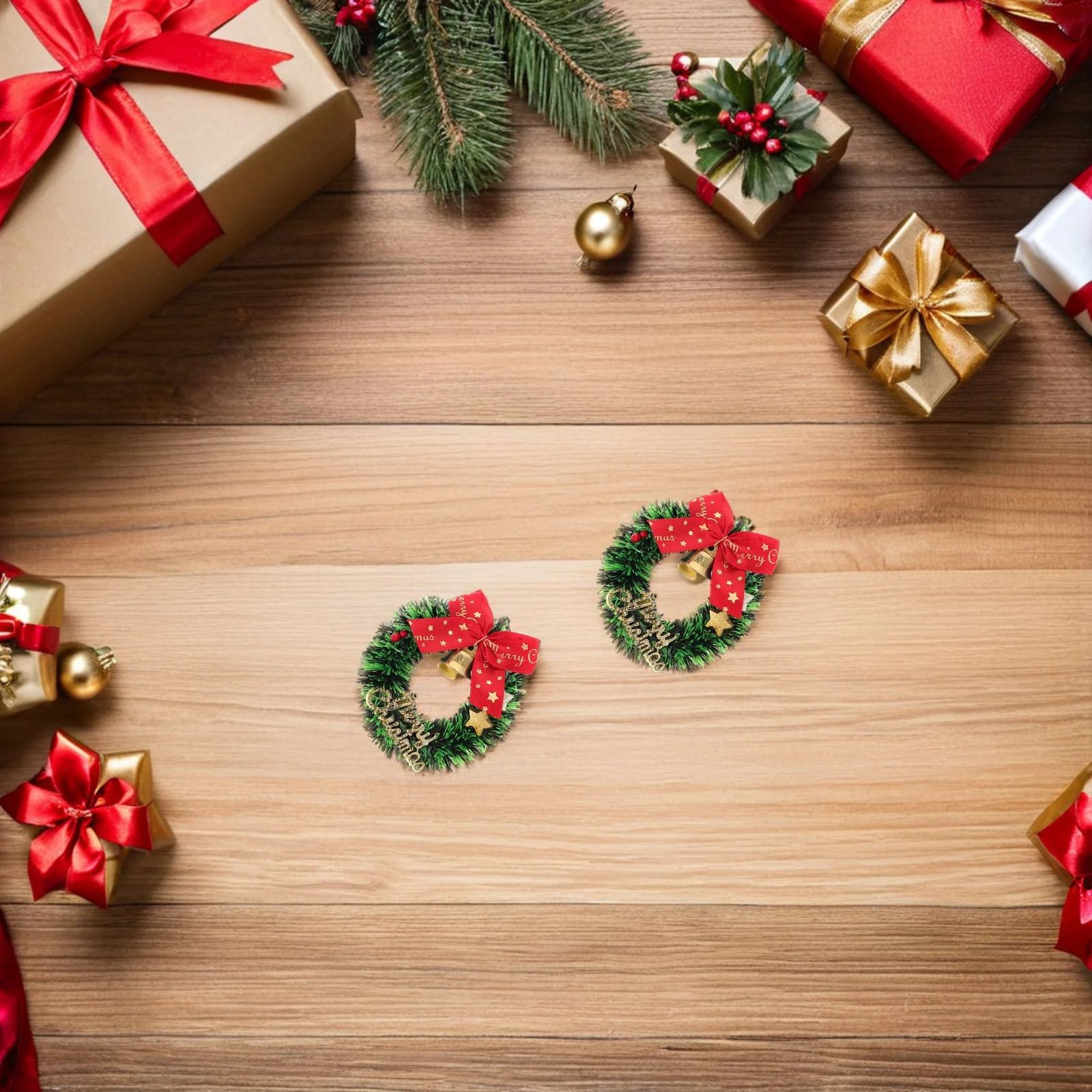 

16Pcs Mini Christmas Wreaths 6.5cm Decorative Bow Pendant Artificial Small Wreath for Tree Wall Porch Festive Setup Easy Hang