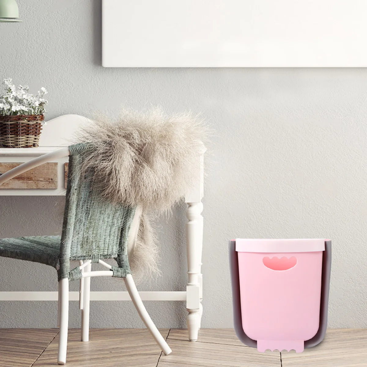 

1pc Folding Trash Can Large Capacity Thick Wall-Mounted Kitchen Garbage Basket Foldable Dustbin For Home Car Storage Organizer