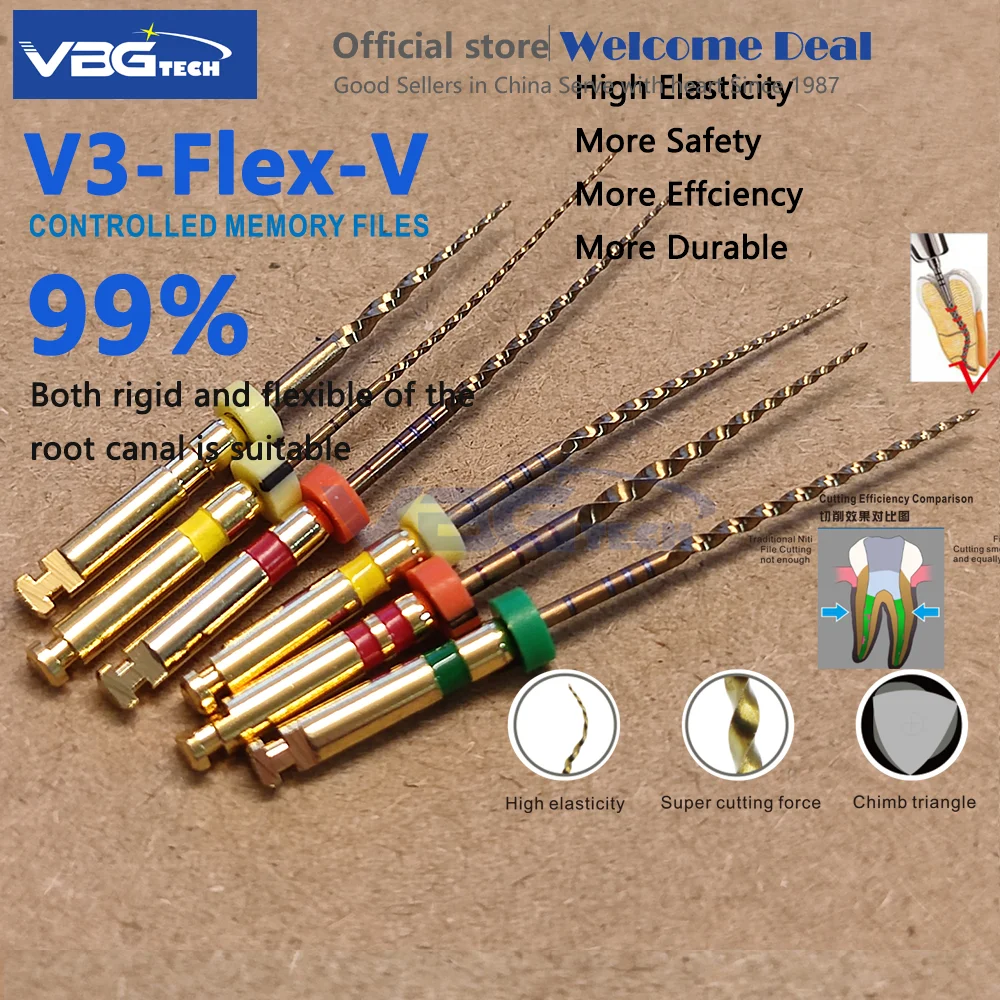 Dental Flexible Niti Golden Endodontic Files With Heat Activation Engine Use Dentist Drills Instrument 04 06Taper Endomotor 25MM