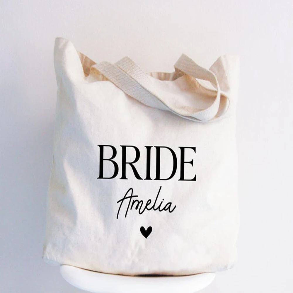 

Custom Name Bride Tribe Tote Bag Durable Coastal Canvas Bag Personalized Beach Tote Bride Squad Wedding Travel Shoulder Handbag