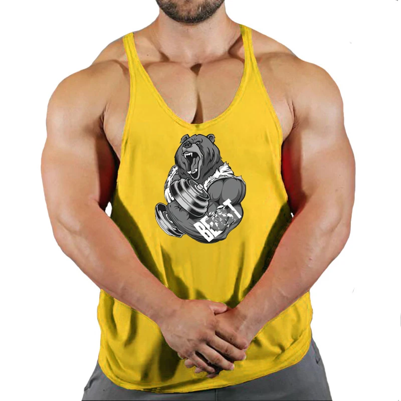 Fitness Man Men\'s Vest Gym Top Men Vests Sleeveless Sweatshirt Stringer Bodybuilding Shirt T-shirts Suspenders Man Clothing Tops