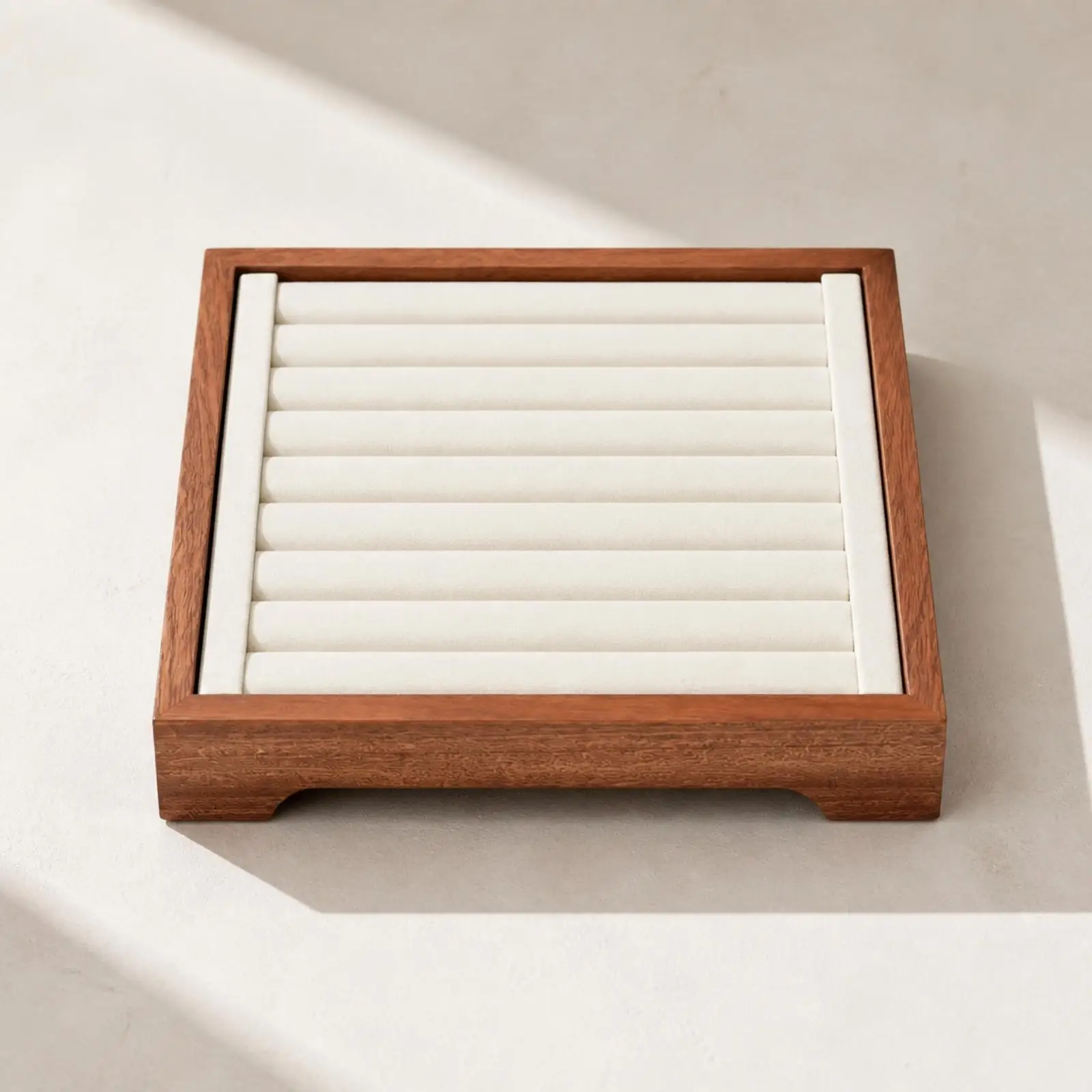 Wood-Framed Jewelry Tray with Padded Channels Tangling Together Microfiber-Lined Jewelry Organizer Tray Scratch-Resistant for