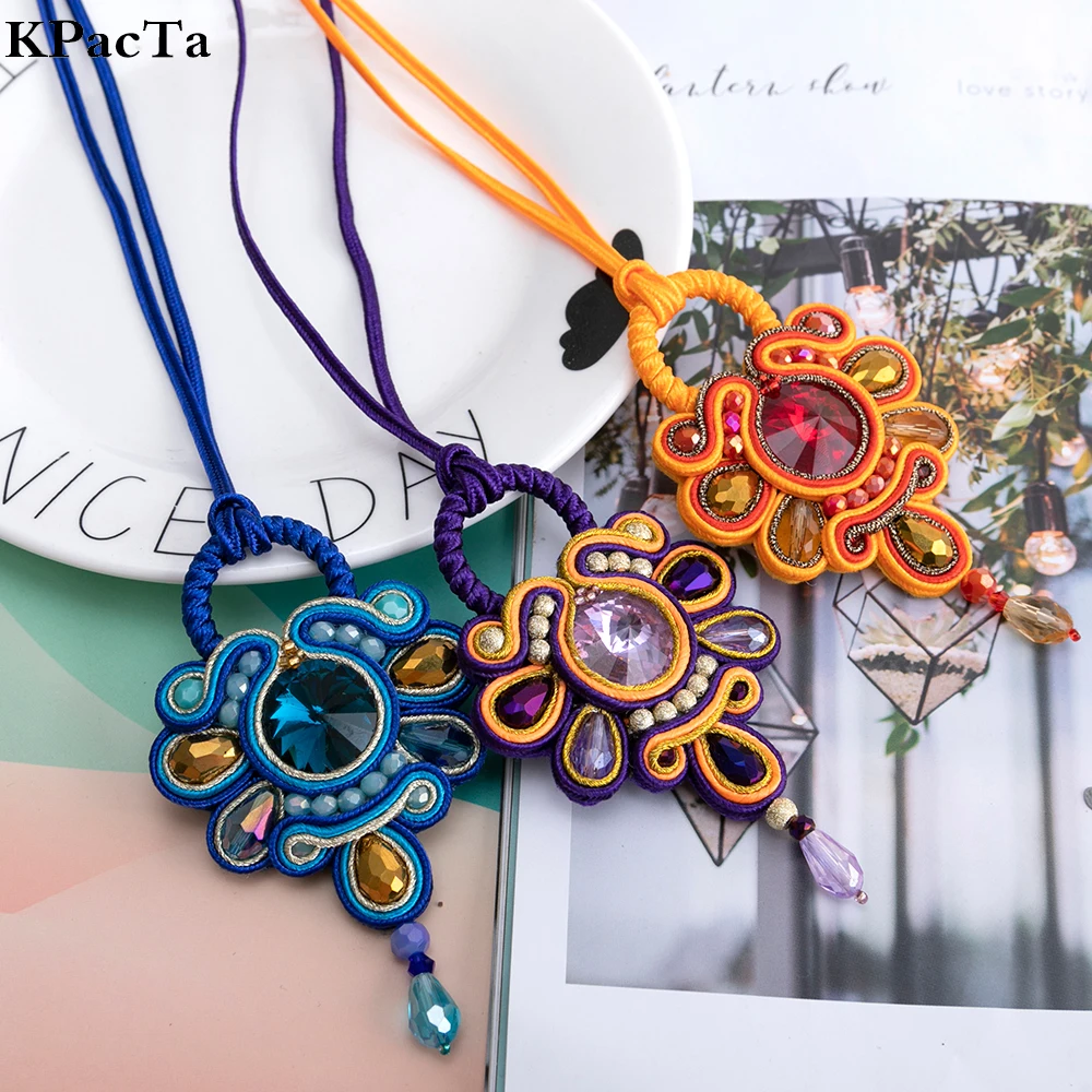 

Handmade Necklace Bohemian Vintage Tassel Ethnic Ethnic Women Crystal Decoration Stones Pendant Necklace For Women's Jewelry