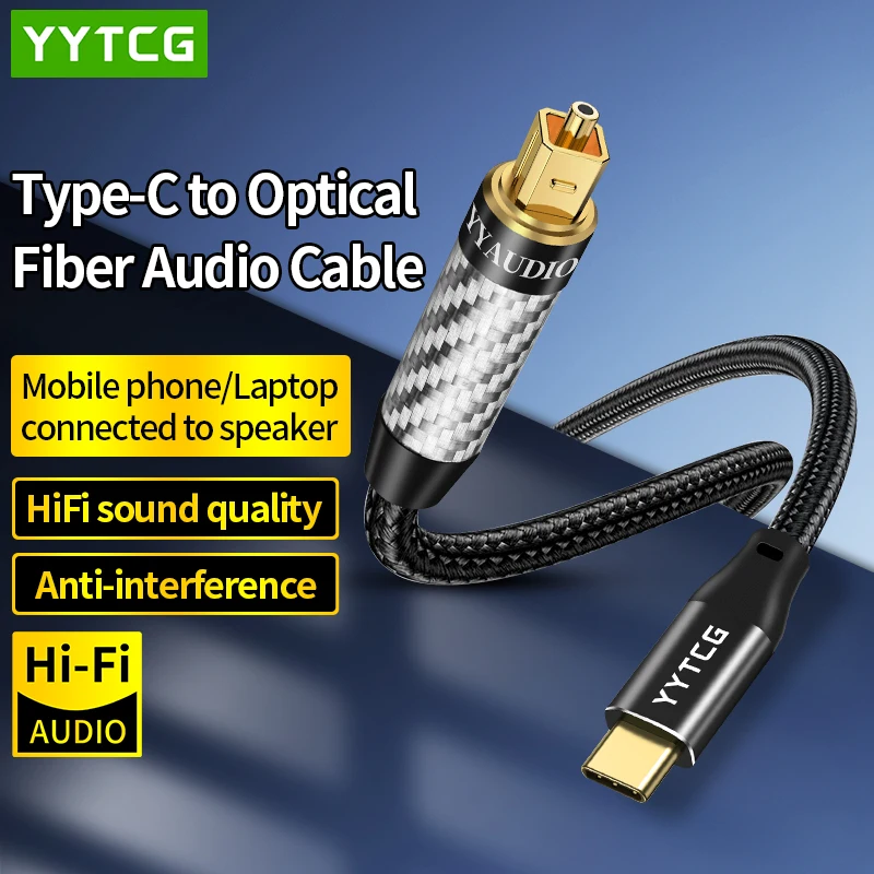 

Type-C to 5.1 Optical Fiber Audio Cable Usb Type-c SPDIF Digital Audio Cable Compatible With Phones/Tablets/Laptops & Speakers