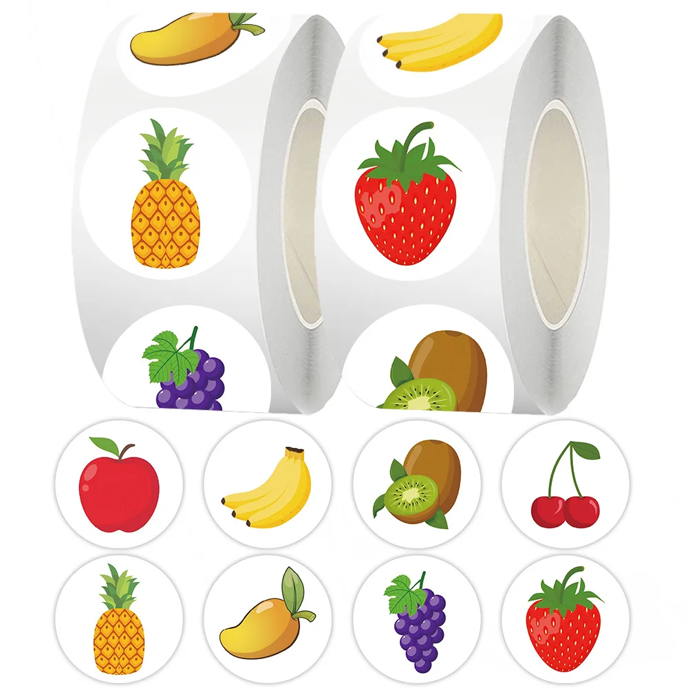 500pcs Fruit Stickers Cute Gift Box Thank you Stickers Packaging Decoration Adhesive Lables Stationery Sticker