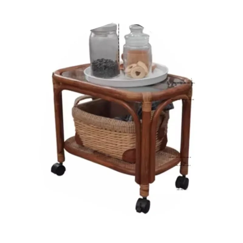 Rattan balcony small Japanese retro sofa coffee  removable tea  bedside storage side