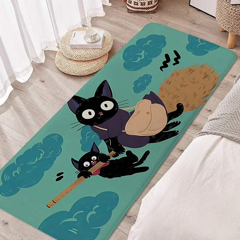 

Rug for Kids Bedroom Black Cat Lovely Children's Room Floor Carpet Anti Slip Bathroom Mat Doormat Entrance Door Home Decoration