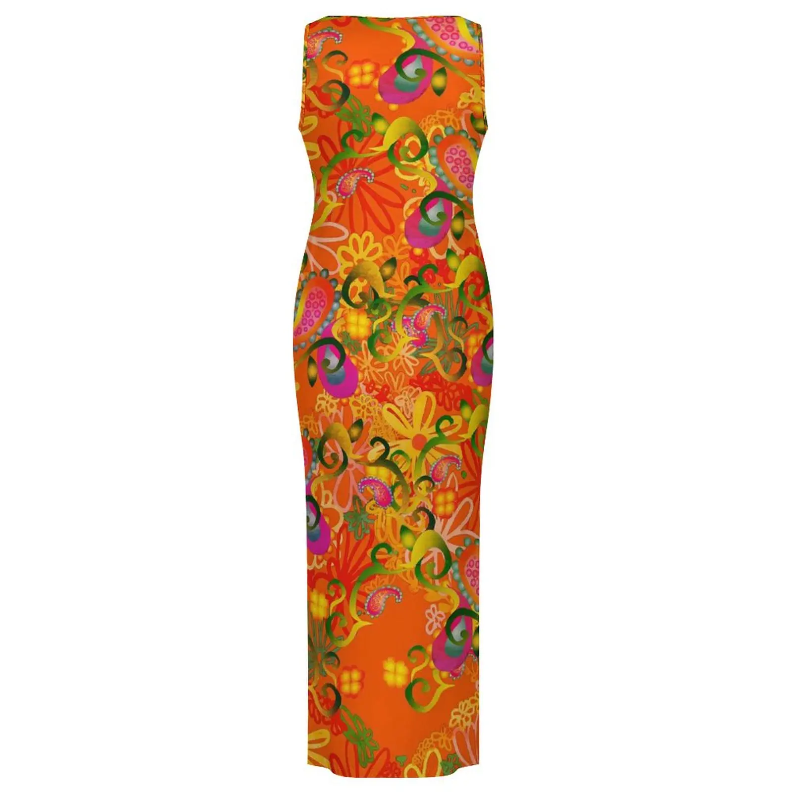 Dames robe moulante décontracté Funky Paisley Maxi robes été fleurs colorées sans manches rue mode robe personnalisée grande taille