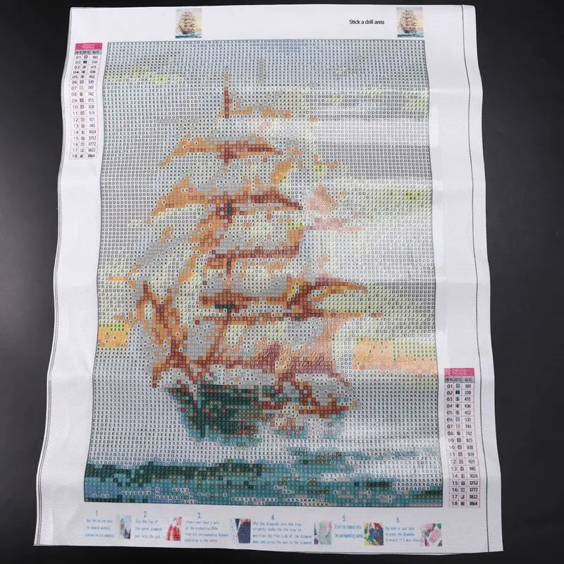 5D Diamond Embroidery Boat Landscape Handmade Diamond Painting Landscape Needlework Cross Stitch Home Decoration