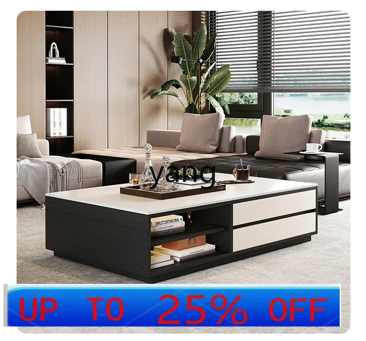 

CX simple modern solid wood rock slab coffee table living room household small apartment tea table cream wind coffee table