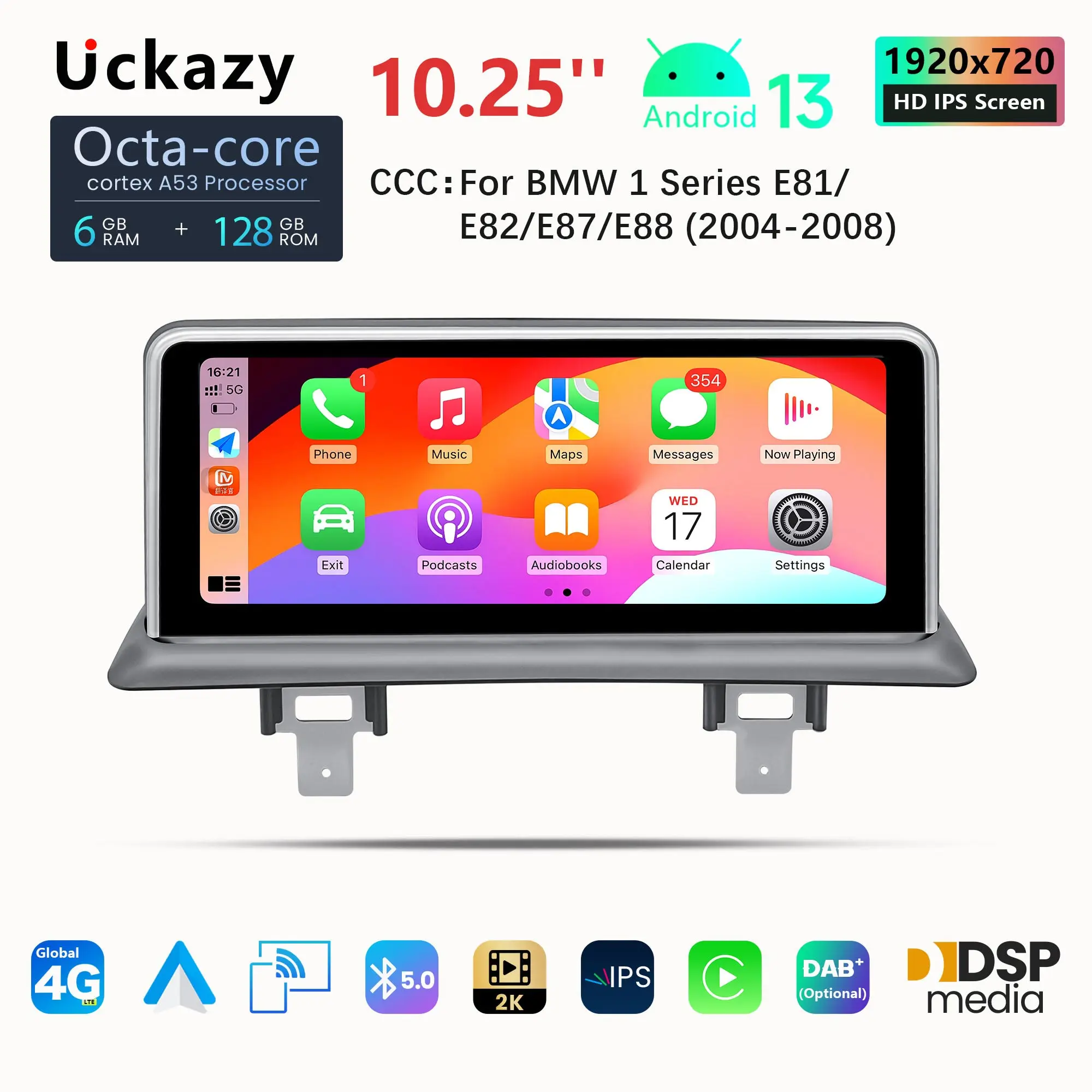 Uckazy Android 13 Car Multimedia For BMW 1 Series 120i E81 E82 E87 E88 CCC CIC Radio Screen Head unit Stereo Navi Audio Carplay