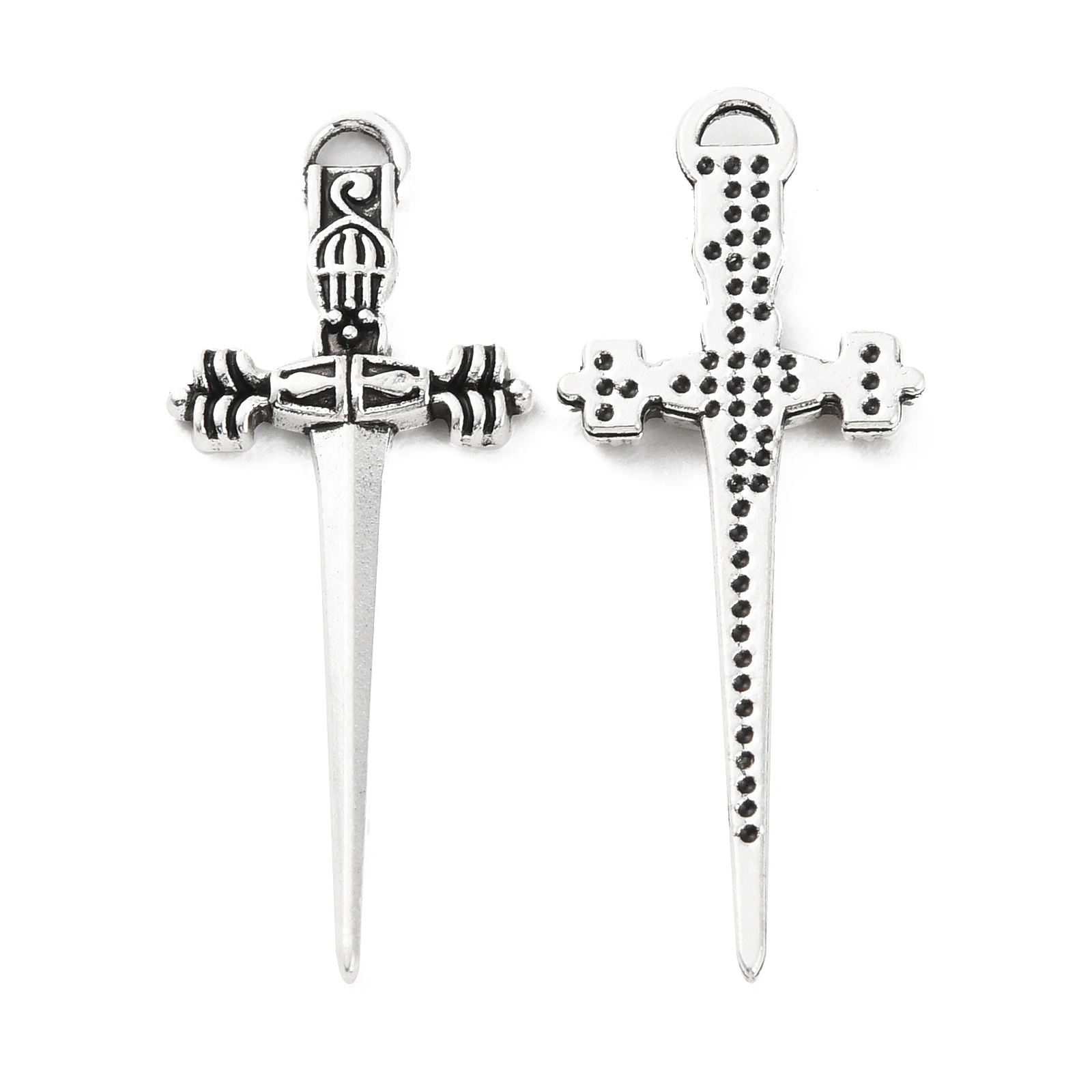 

150pcs Metal Pendant Sword Antique Silver for Making DIY Jewlry Necklace Earring Eardrop Charm Craft Cool Style Fit Woman & Man