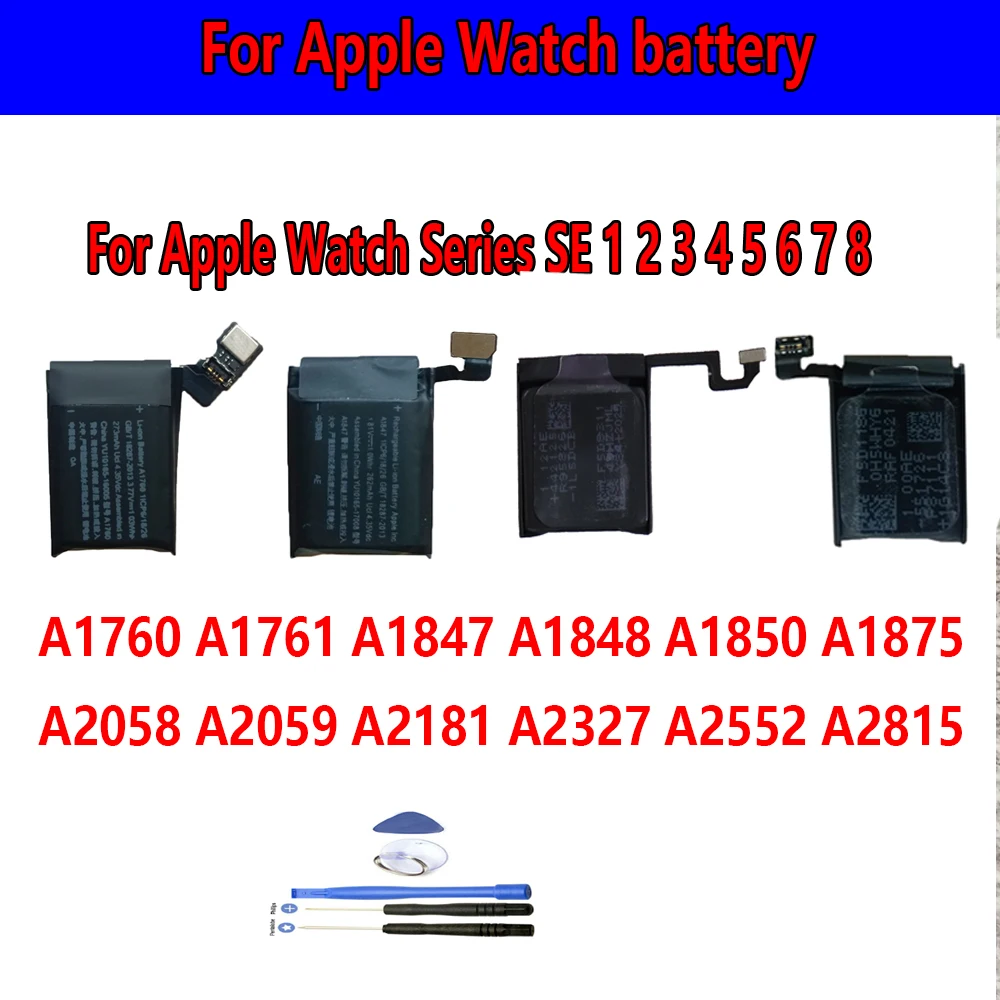 Original Battery For Apple Watch Series SE 1 2 3 4 5 6 7 8 Bateria S4 S5 S6 S7 S8 38/40/41/42/44/45/49mmBatteries +Free Tools