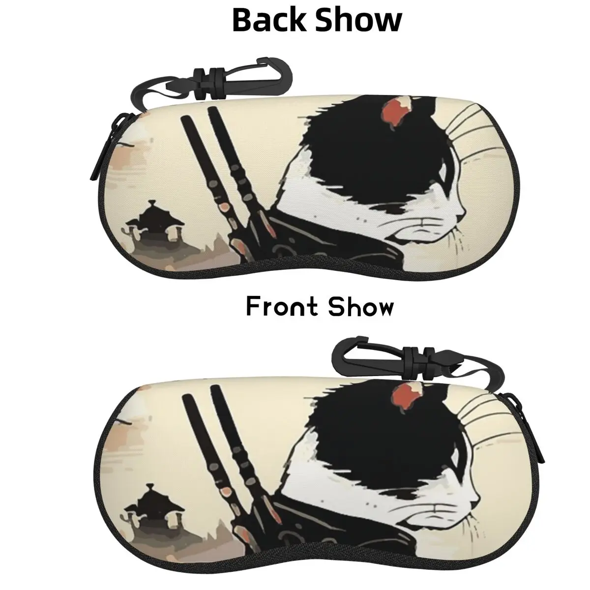 

Cats Anime Samurai Sword Shell Glasses Case Protective Sunglasses Box Women Men Soft Eyeglasses Bag Pouch