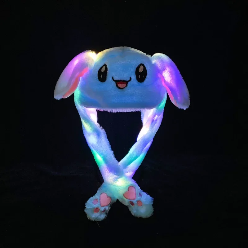 Cute Glowing Rabbit Hat with Moving Ears Plush Bunny Headband Ears Popping Up When Pressing The Paws Plush Bunny Hair Decoration image 5