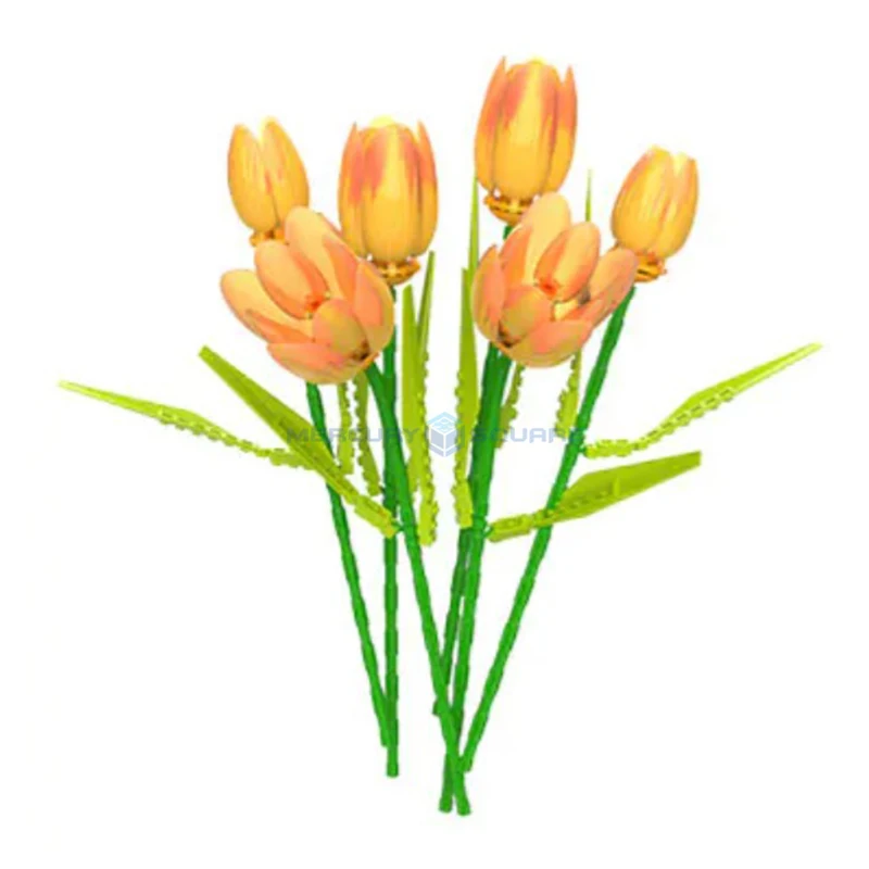 Yellow Tulip Flower Bouquet Model Building Blocks MOC JK29311 Ideas Home Decor Plant Collection Bricks Ideas DIY Toy Gift Girls