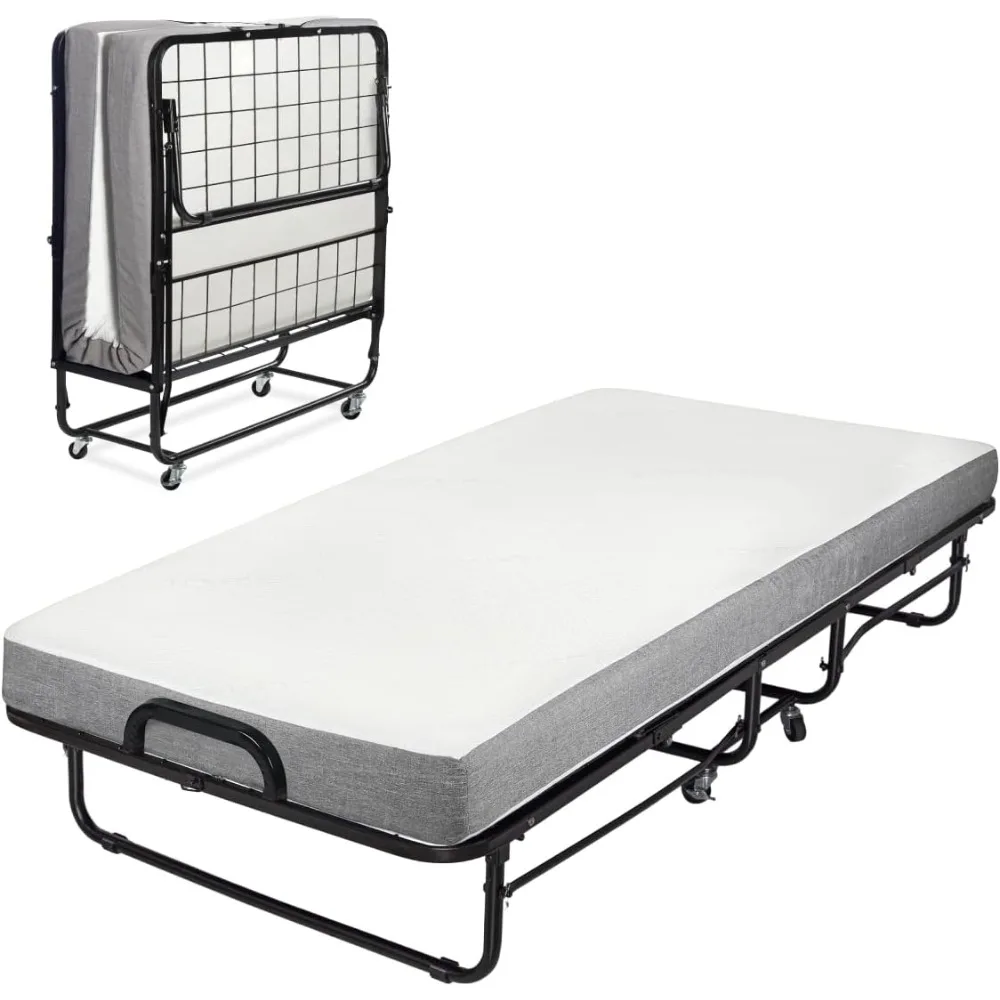 Diplomat Folding Bed – Cot Size - with Luxurious Memory Foam Mattress and a Super Strong Sturdy Frame – 75” x 31