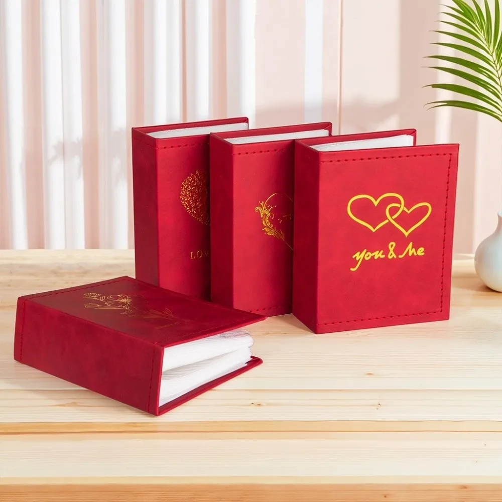 6 Inch 100 Pockets Photo Album Gold Stamped Leather Surface Photo Storage Album Insert Pocket Design Laminated Compatible