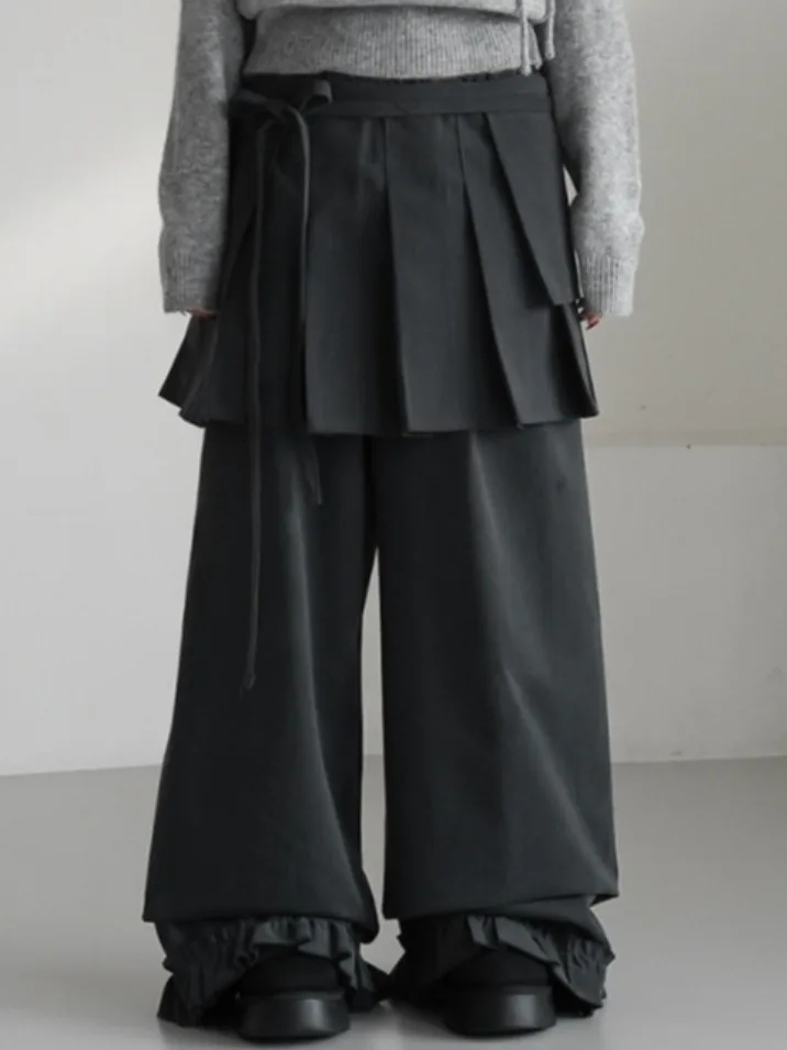 طقم تنورة قصيرة نسائية بتصميم كوري عصري مع حزام وجيوب وطيات وحواف بنمط خشبي لفصل الربيع #3