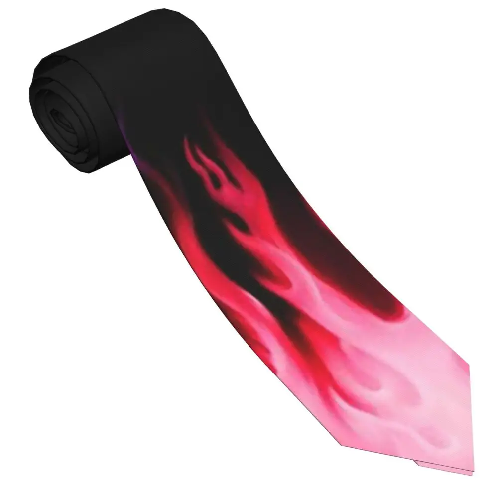 Pink Flames Necktie Men Women Skinny Polyester 8 cm Narrow Fire Pattern Neck Ties for Mens Accessories Office