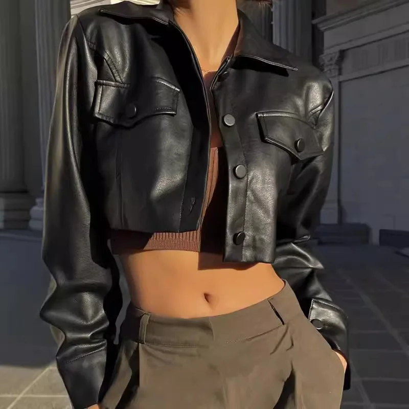 

Стиль 202, осенне-зимняя распродажа, популярная женская одежда, сексуальная одежда для локомотива Spice Girls, женская кожаная куртка