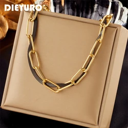 DIEYURO 316L Stainless Steel Multi-layer 2in1 Chains Necklace For Women New Trend Female Neck Choker Jewelry Birthday Gifts