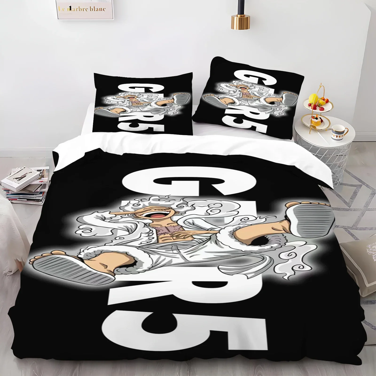 Cartoon Monkey D Luffy Duvet Cover Gear 5 One Piece Printed Children 3-Piece Set Comforter Bedding Sets King Queen Size