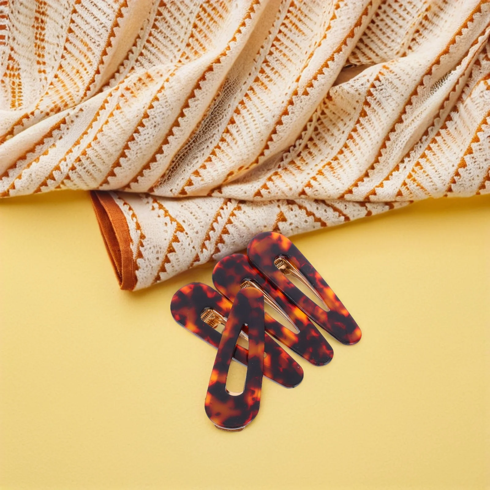 

4 Pcs Vintage Hairpin Women Water Droplets Clip Barrettes Clips Tortoiseshell Amber