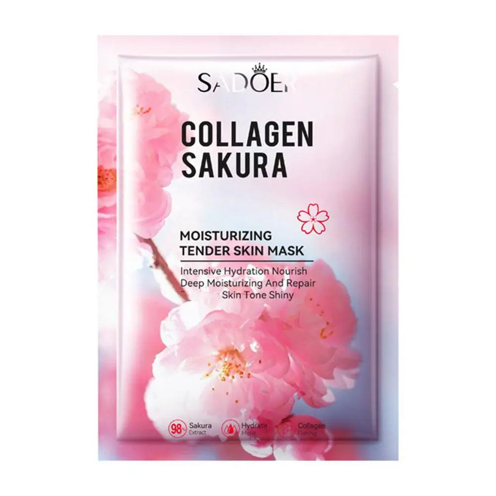 Masker Wajah kolagen Sakura S5E7, Masker Pencerah Wajah melembapkan, mengencangkan, melembabkan