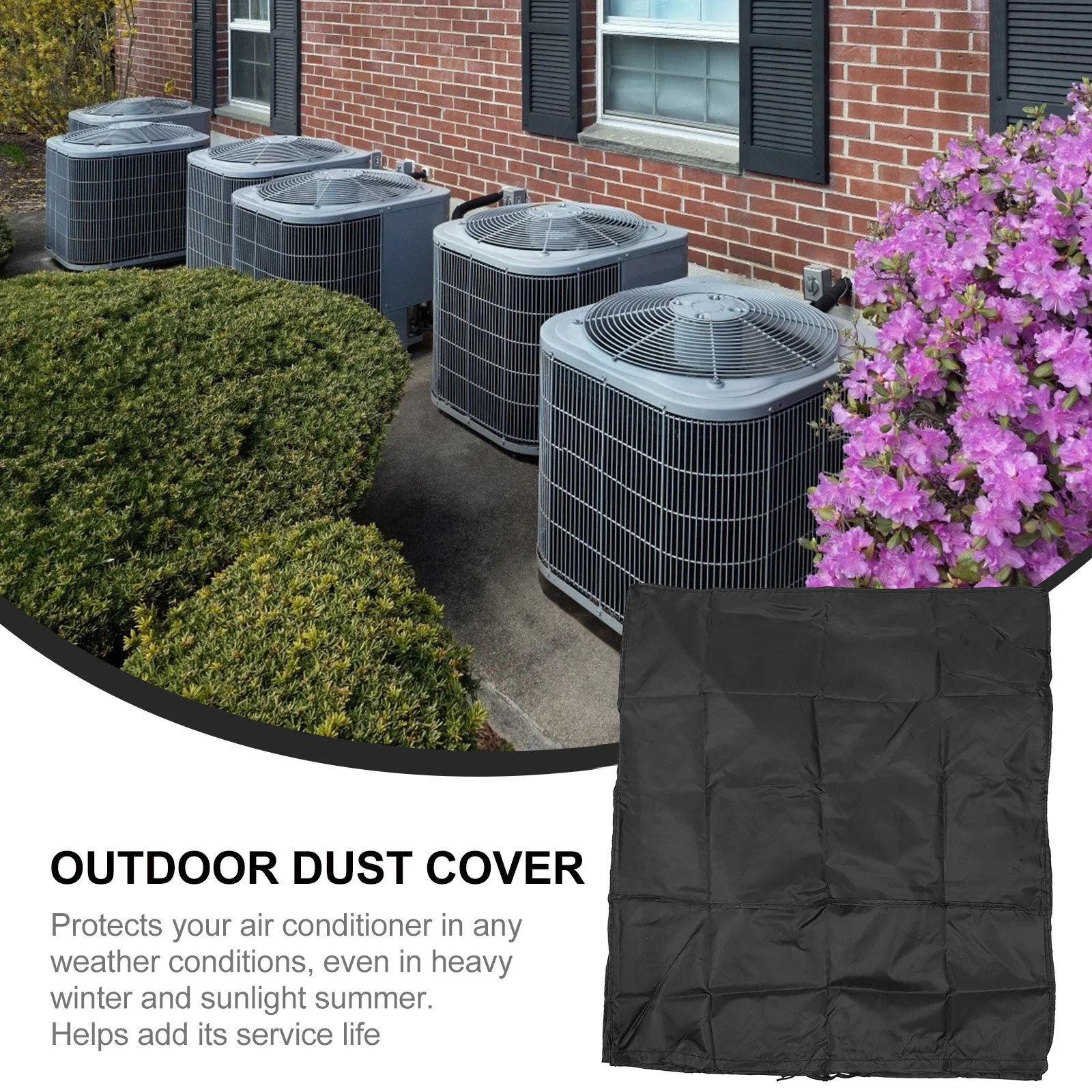 

1pc Air Conditioner Waterproof Cover Black Outdoor Unit Protective Cover For Ac Polyester Furniture Accessory Washing Machine