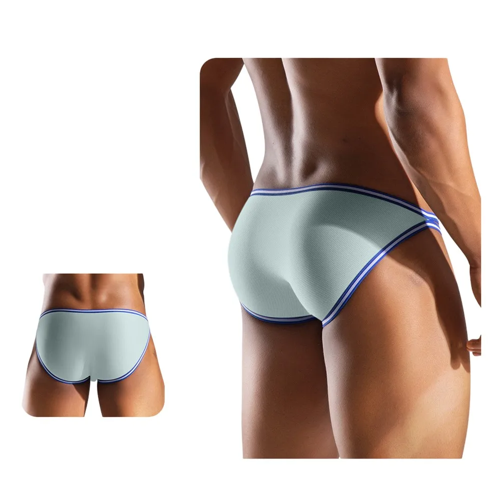 Men Contrast Color Simple Underwear Sexy Hollow Thin Strap Low Waist U Pouch Panties Briefs Sissy Gay Lingerie