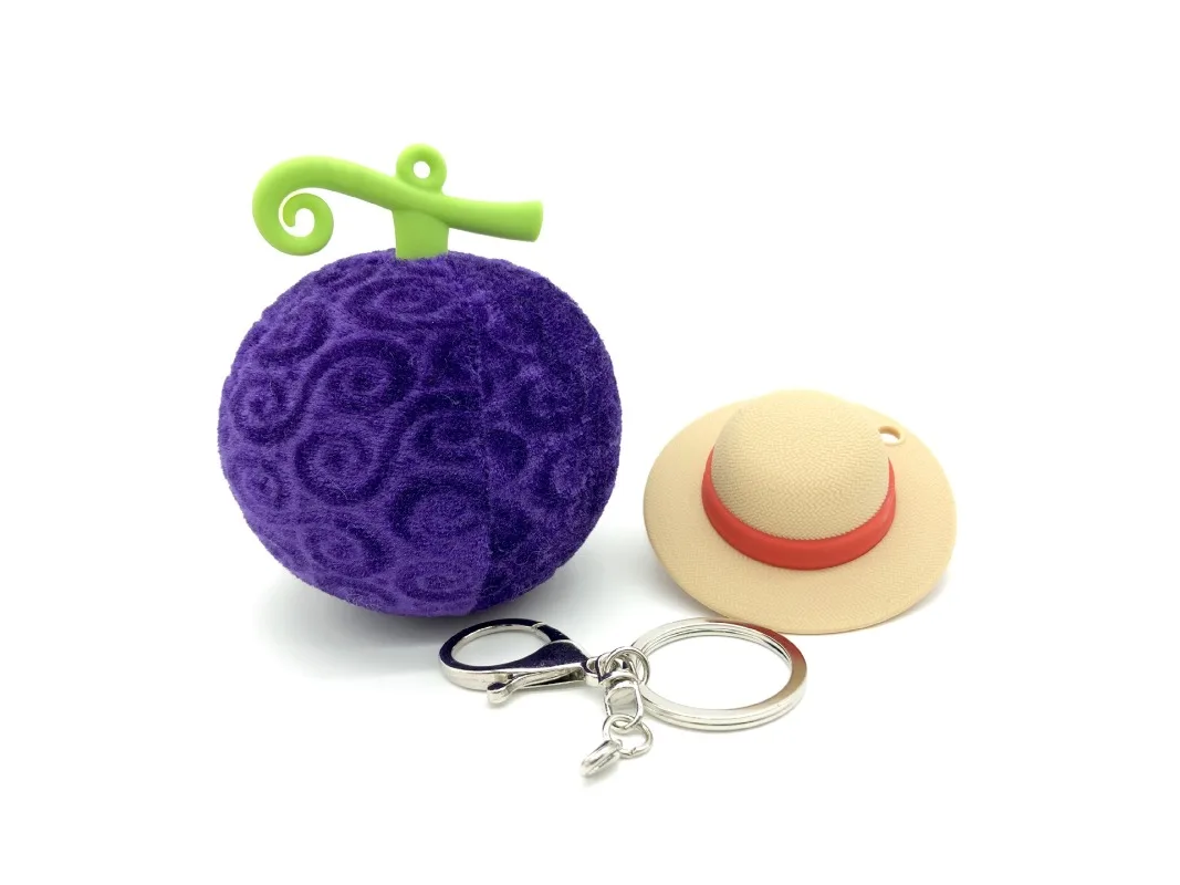 One Piece Demon Devil Fruit Keychain Toy Doll Cute Fluffy Soft Stuffed Backpack Bag Pendant Charms Japanese Anime Gift for Kids