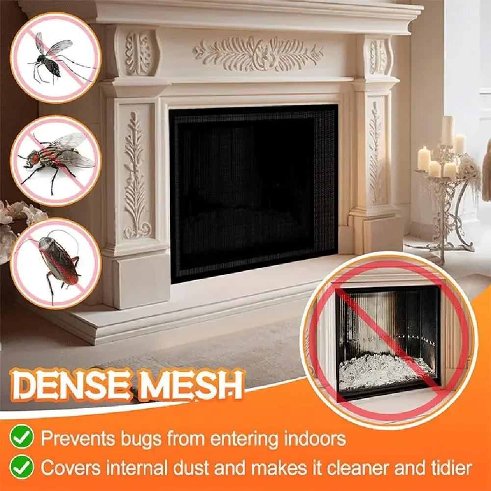 Fireplace Door Mesh PVC Door Cover Mesh Fireplace Shield Fireplace Screen Safety Net Door Guard Mesh Pets Protection Cover