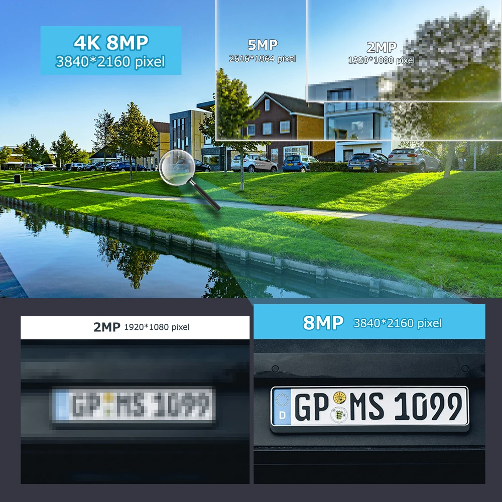 كاميرا مراقبة PoE بدقة 4K بدقة 8 ميجابكسل مع كشف الإنسان بالذكاء الاصطناعي، رؤية ليلية ملونة، وعدسة واسعة الزاوية وتتبع الحركة 6 في 1 #3