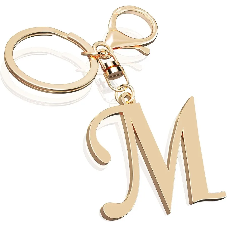 

Cute Stainless Steel Gold Initial Letter Keychain for Women Girl Charms for Key Handbag Backpack Bag Personalized Gift