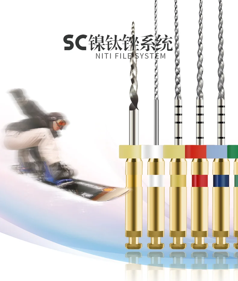 COXO SOCO 6 Stück/Box Wärmeaktivierte NiTi Rotierende Feilen für Zahnwurzelkanalbehandlung, Flexible Nickel-Titan Dental-Endo-Feilen – Detail 1