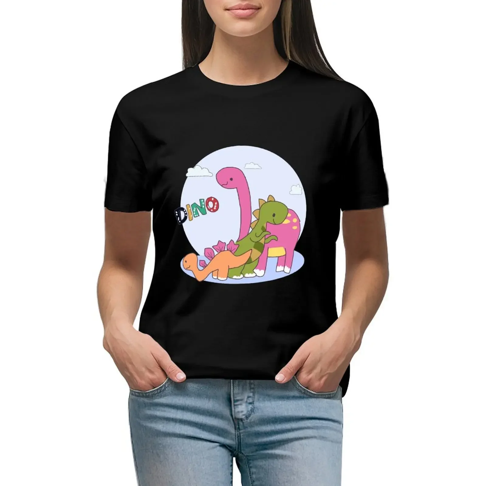 DINO Family T-shirt Design- Its Okay Not to Be Okay T-Shirt cute clothes quick drying tees rock and roll t shirts for Women