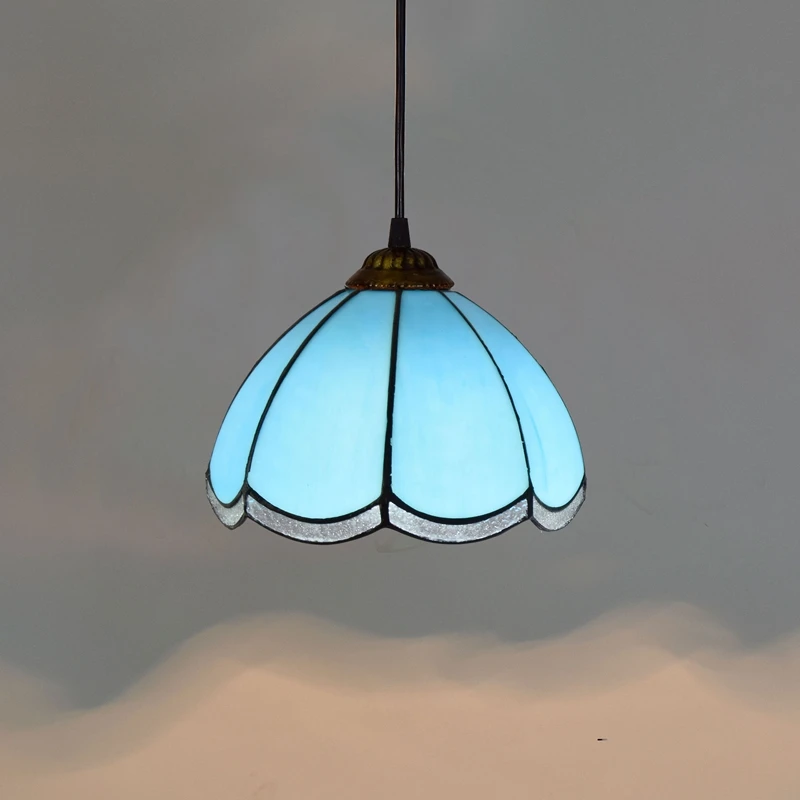 North European Mediterranean Blue Glass Hanging Lamp Tiffany Office Corridor Balcony Bar Pendant Modern Lamp for Shop