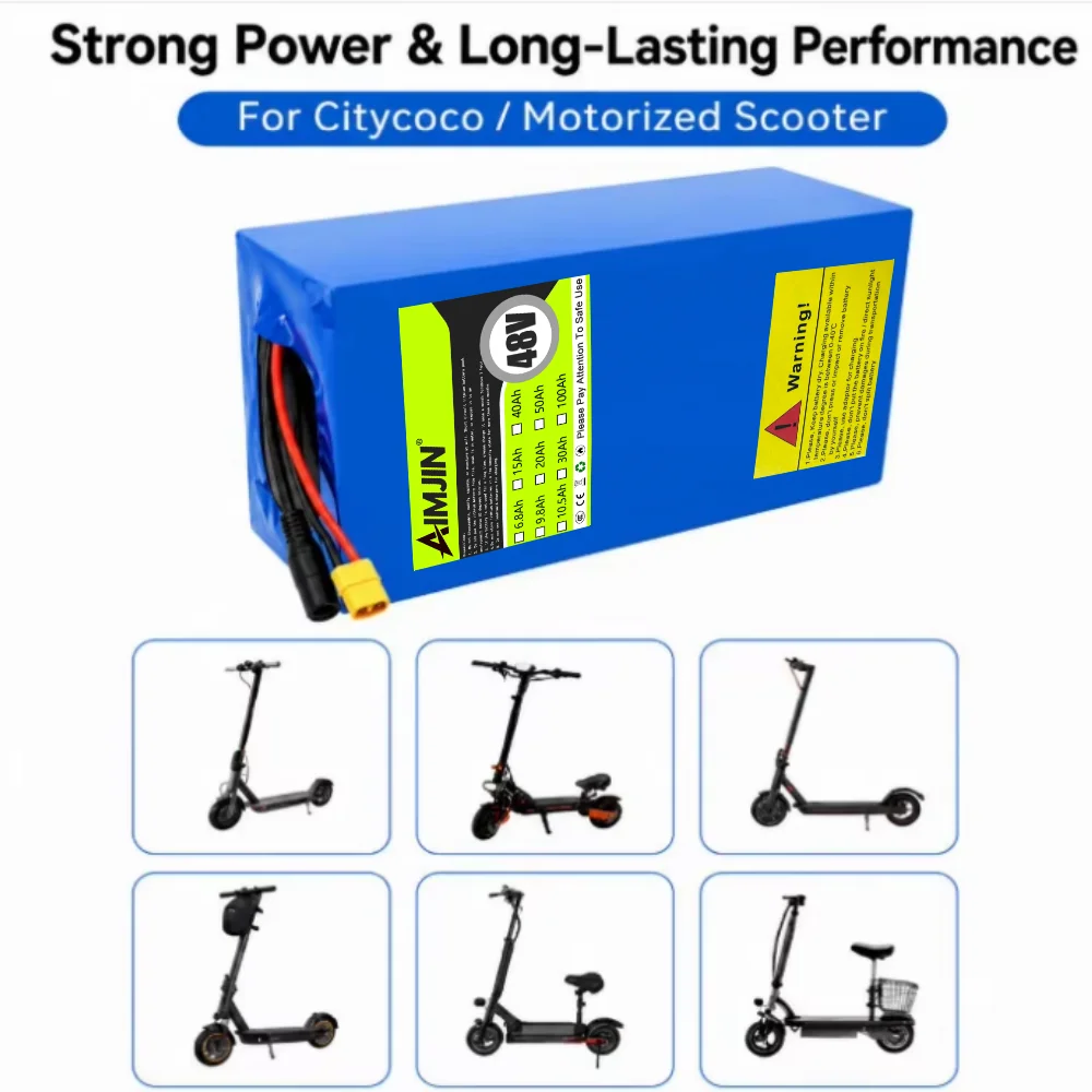 48V 20Ah 13S5P Lithium Battery Pack High Capacity 18650 Cells with Built-in BMS for 250-1500W Applications Large Capacity